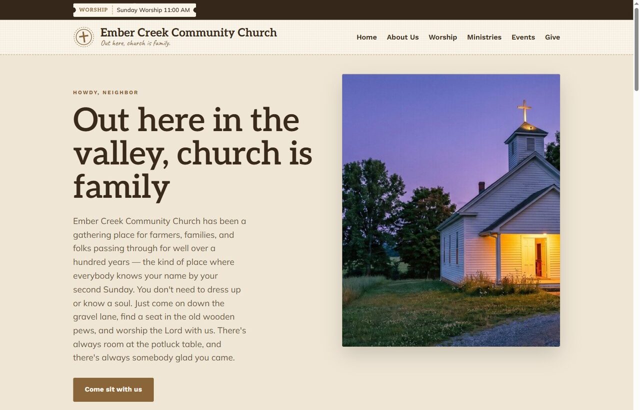 A small rural church's new website