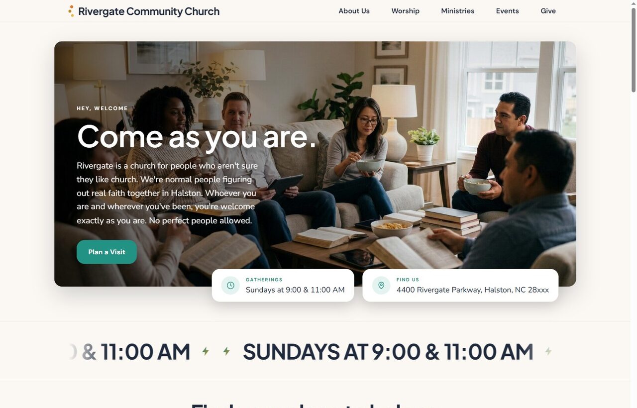 A contemporary church's new website