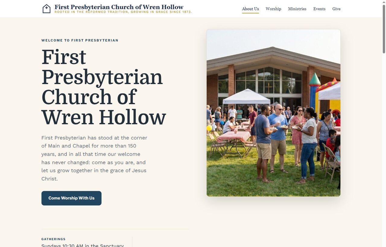 The same church, rebuilt into a fresh modern website from its own content and photos